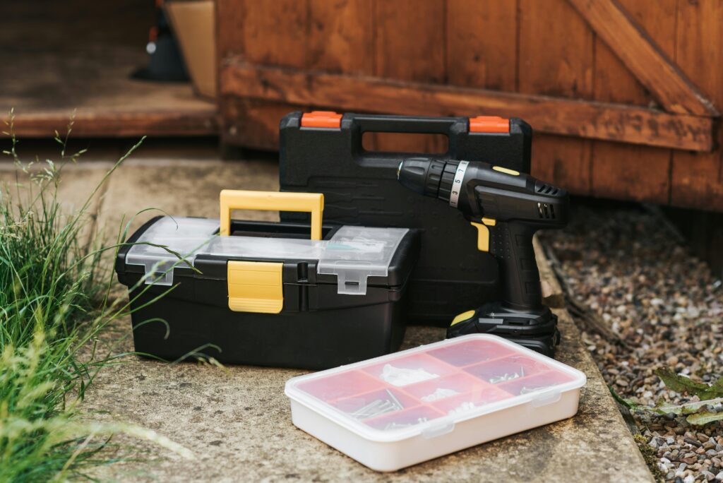 Tools on the patio.